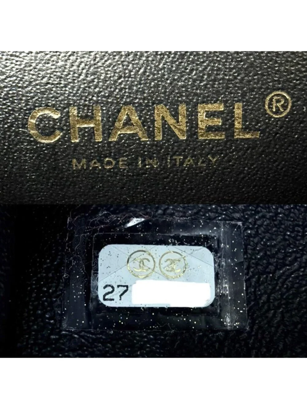 Chanel Shoulder Bag Chevron Chain CC Logo Crossbody Leather Black Gold